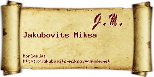 Jakubovits Miksa névjegykártya