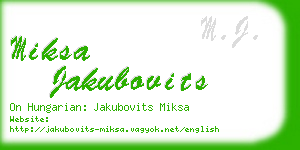 miksa jakubovits business card